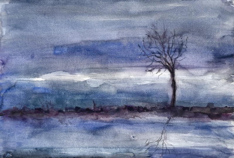 Blu 2026 - tecnica mista con acrilico e tempera - cm 35x50 Blu 2026 - tecnica mista con acrilico e tempera - cm 35x50