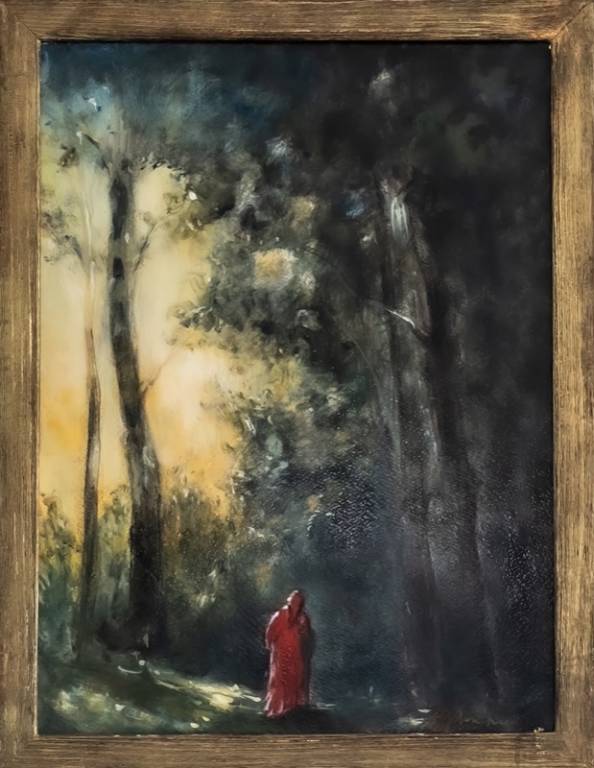 Piero ANICHINI / La selva oscura, 2024 / olio su carta su tavola / cm 40x30