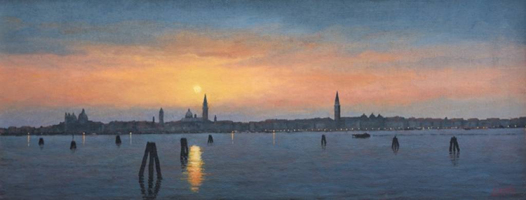 Tramonto a Venezia, 2023 - olio su tela - cm. 20X50