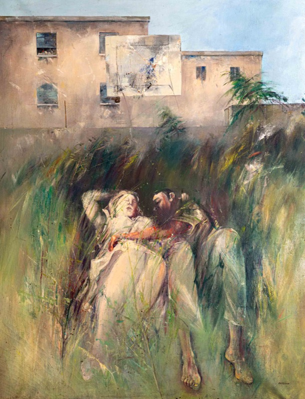 Amanti di periferia, 1976 - olio su tela - cm 130x100 (coll. privata Trieste)