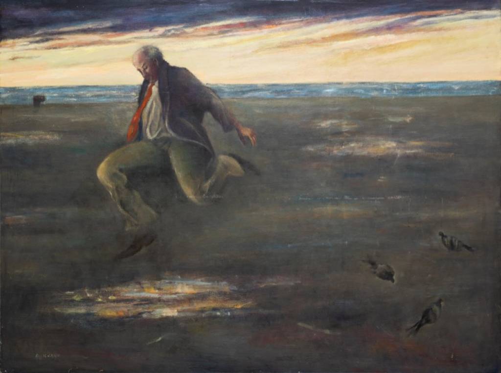 Oltre la pozzanghera, 2001 - olio su tela - cm 160x200 (coll. privata Trieste)