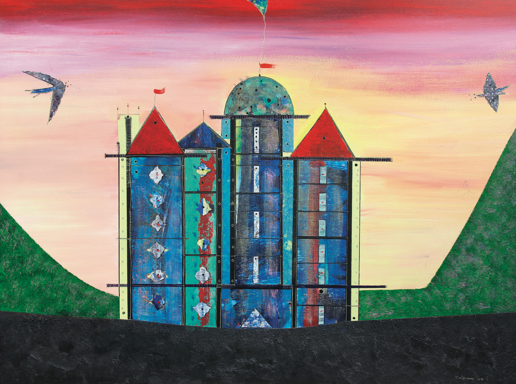 Città cosmogonica, 2010 - tecnica mista su MDF - cm 90x120 copia