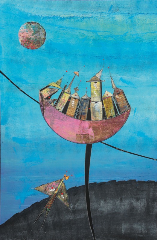 Città invisibile, 2005 -  tecnica mista su MDF - cm 90x60