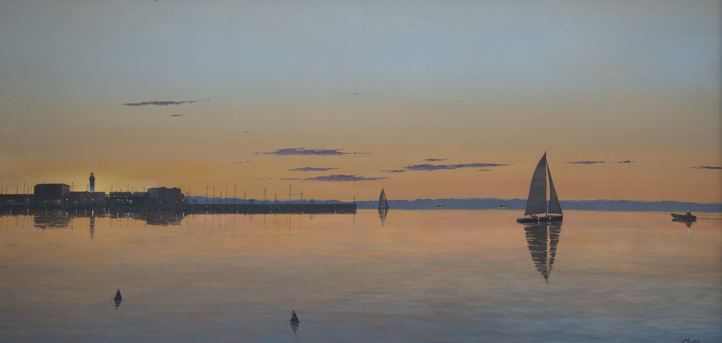 Tramonto in sacchetta, 2018 - olio su tavola - cm 60x120