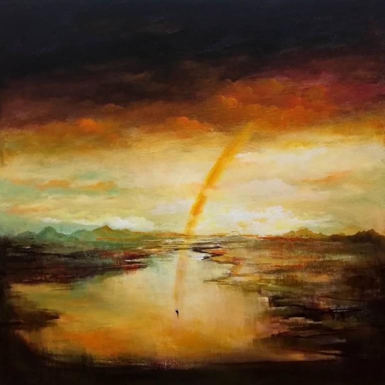 Claudio Mario Feruglio, Divina carezza, acrilico su tela cm 80x80,2020