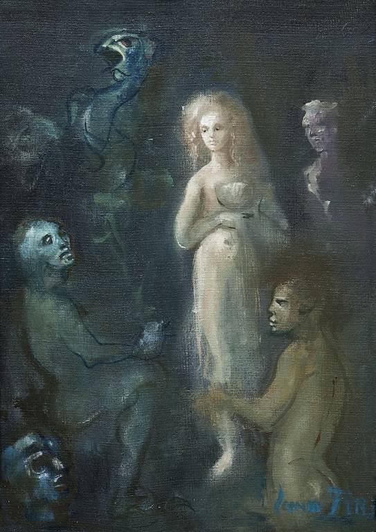 Leonor Fini - Bozzetto per l illustrazione di un libro sul mito di Pentesilea (che non fu mai editato) - 1994 - olio su tela - cm 24x18 - coll. privata, Trieste - © Marianna Accerboni Leonor Fini - Bozzetto per l illustrazione di un libro sul mito di Pentesilea (che non fu mai editato) - 1994 - olio su tela - cm 24x18 - coll. privata, Trieste - © Marianna Accerboni