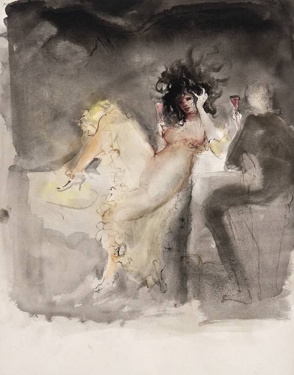 11.b. Leonor Fini - Ballerina al banco - anni ‘60 - acquerello - cm. 60x40 - coll. privata, Trieste - © Marianna Accerboni 11.b. Leonor Fini - Ballerina al banco - anni ‘60 - acquerello - cm. 60x40 - coll. privata, Trieste - © Marianna Accerboni