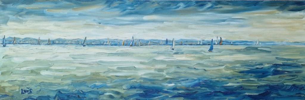 Anno 2018 - VELE IN FESTA - olio su tela 120 x 40 Anno 2018 - VELE IN FESTA - olio su tela 120 x 40