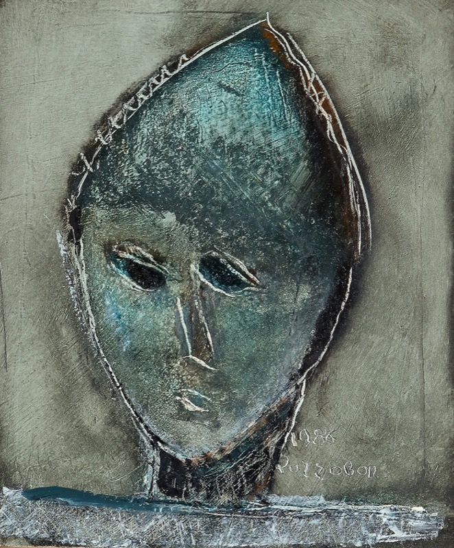 Volto azzurro, 1986 - tecnica - cm 37x32