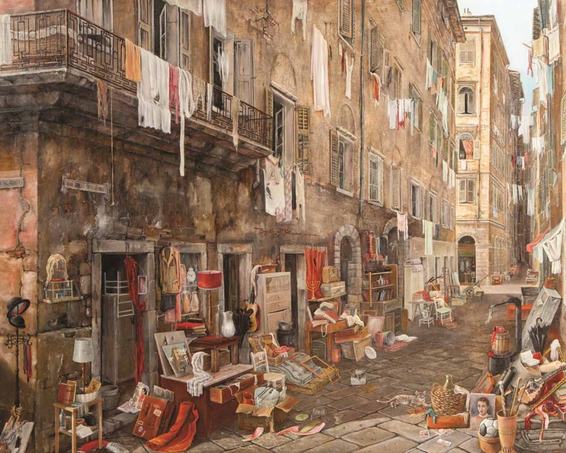 Il Ghetto, 1969 - olio su tavola - cm. 80x100 Il Ghetto, 1969 - olio su tavola - cm. 80x100