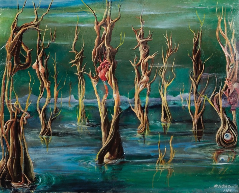Il lago azzurro, 1947 - olio su tavola - cm. 54x43 Il lago azzurro, 1947 - olio su tavola - cm. 54x43